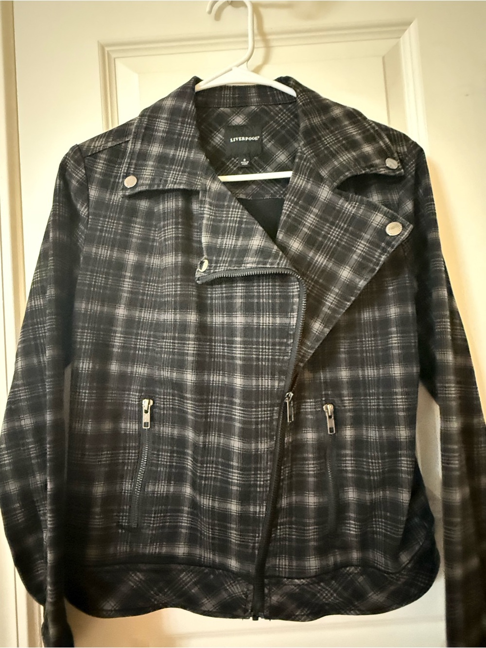 Liverpool Los Angeles Plaid Moto Jacket - Tartan-style plaid, Size Small - Picture 3 of 13